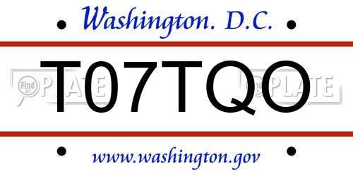 T07TQO District Of Columbia License Plate