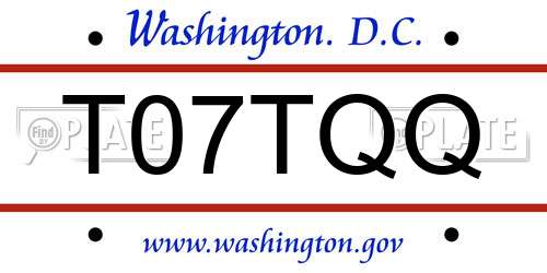 T07TQQ District Of Columbia License Plate