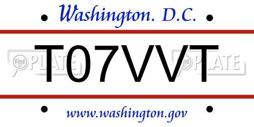 T07VVT District Of Columbia License Plate