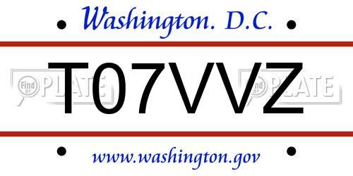 T07VVZ District Of Columbia License Plate
