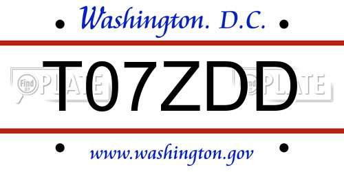 T07ZDD District Of Columbia License Plate
