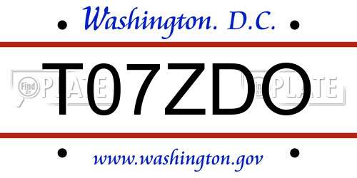 T07ZDO District Of Columbia License Plate