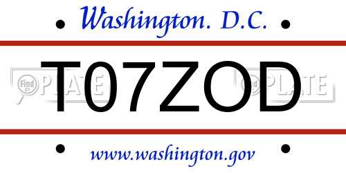 T07ZOD District Of Columbia License Plate