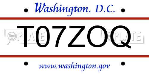 T07ZOQ District Of Columbia License Plate