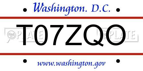 T07ZQO District Of Columbia License Plate