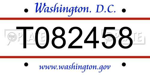 T082458 District Of Columbia License Plate