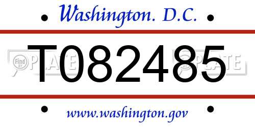 T082485 District Of Columbia License Plate