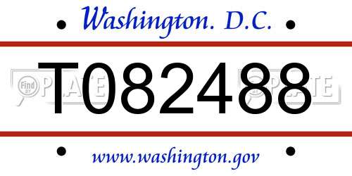 T082488 District Of Columbia License Plate