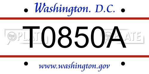 T0850A District Of Columbia License Plate