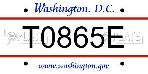 T0865E District Of Columbia License Plate