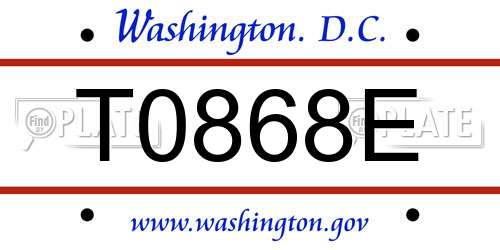 T0868E District Of Columbia License Plate