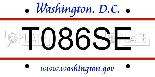 T086SE District Of Columbia License Plate