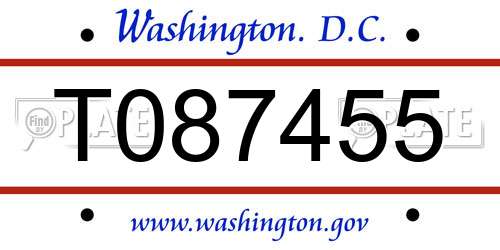 T087455 District Of Columbia License Plate