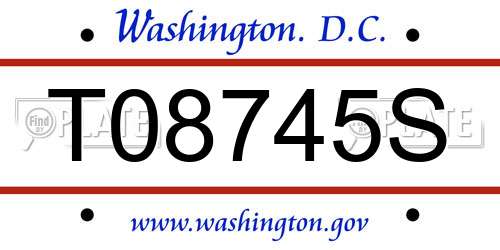 T08745S District Of Columbia License Plate