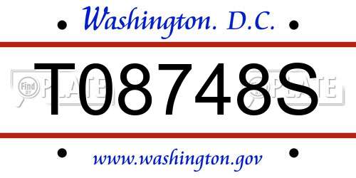T08748S District Of Columbia License Plate