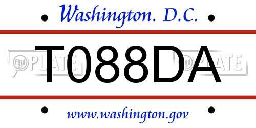 T088DA District Of Columbia License Plate
