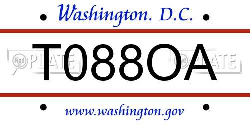 T088OA District Of Columbia License Plate