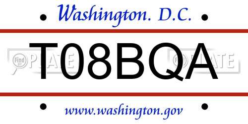 T08BQA District Of Columbia License Plate