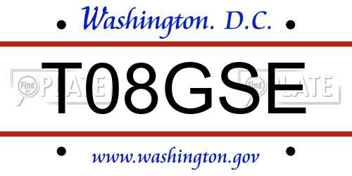T08GSE District Of Columbia License Plate