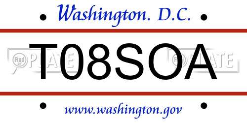 T08SOA District Of Columbia License Plate