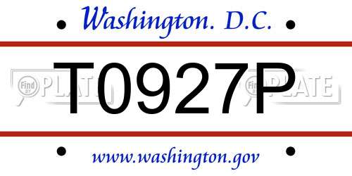 T0927P District Of Columbia License Plate