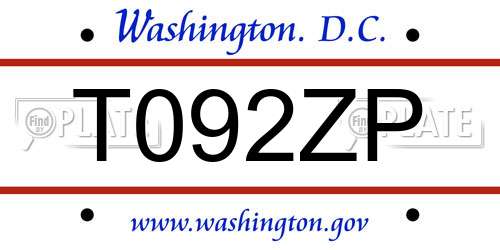 T092ZP District Of Columbia License Plate