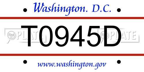 T0945D District Of Columbia License Plate
