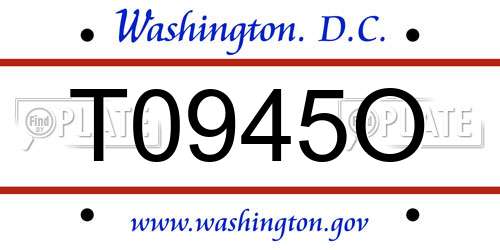 T0945O District Of Columbia License Plate