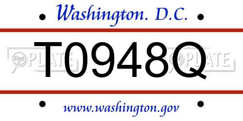 T0948Q District Of Columbia License Plate