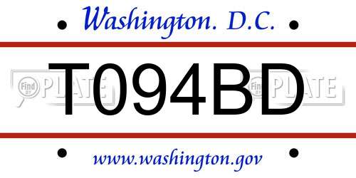 T094BD District Of Columbia License Plate