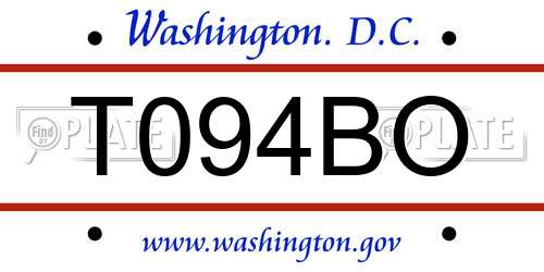 T094BO District Of Columbia License Plate