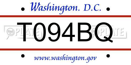 T094BQ District Of Columbia License Plate