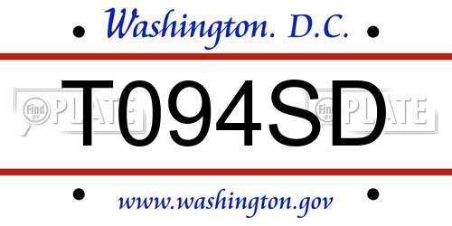 T094SD District Of Columbia License Plate