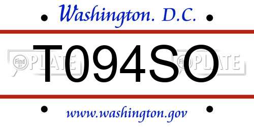 T094SO District Of Columbia License Plate