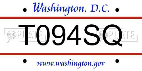 T094SQ District Of Columbia License Plate