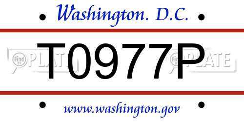 T0977P District Of Columbia License Plate
