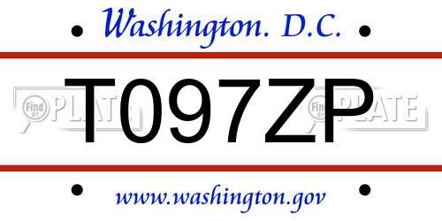 T097ZP District Of Columbia License Plate