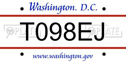 T098EJ District Of Columbia License Plate