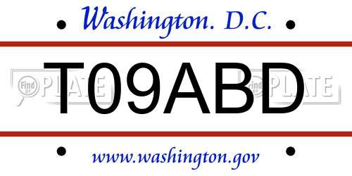T09ABD District Of Columbia License Plate