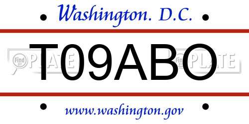 T09ABO District Of Columbia License Plate