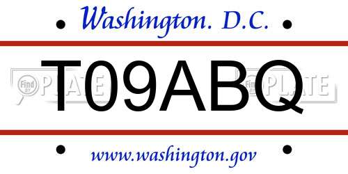 T09ABQ District Of Columbia License Plate
