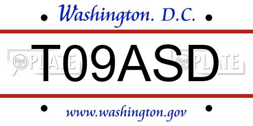 T09ASD District Of Columbia License Plate