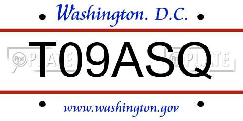 T09ASQ District Of Columbia License Plate