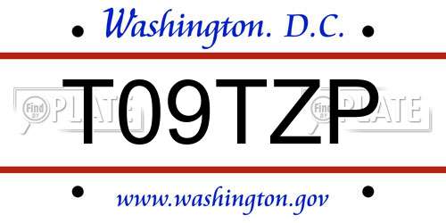 T09TZP District Of Columbia License Plate