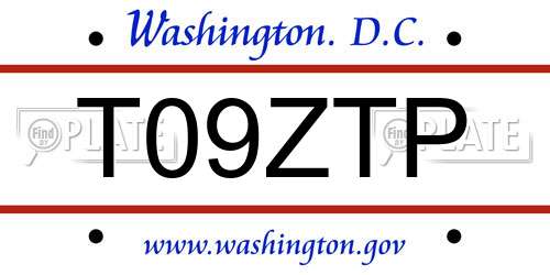 T09ZTP District Of Columbia License Plate