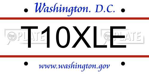 T10XLE District Of Columbia License Plate