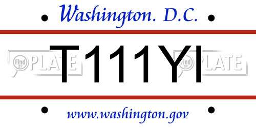 T111YI District Of Columbia License Plate