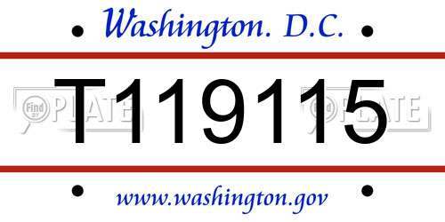T119115 District Of Columbia License Plate