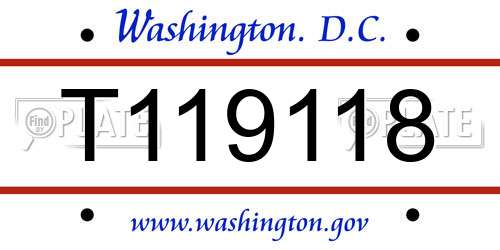 T119118 District Of Columbia License Plate
