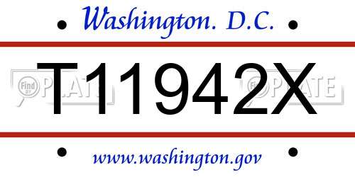 T11942X District Of Columbia License Plate